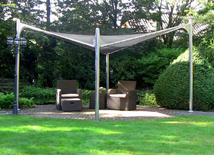 XL Leco Alu Pavillon 4x4m Sonnensegel Sonnenschutz Segel Wetterschutz