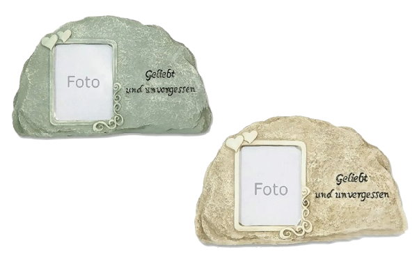 Dekostein für Foto + Gedenkspruch Grabschmuck Grab Deko Trauer