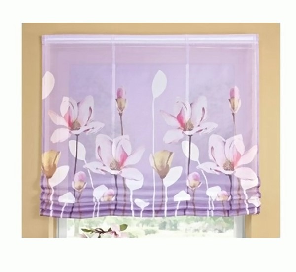 Raffrollo 140x120 Fertigdeko Orchidee Voile Rollo