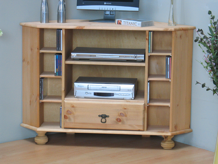 TV-Tisch Ecktisch Fernsehschrank Schrank Kommode Kiefer Eckschrank