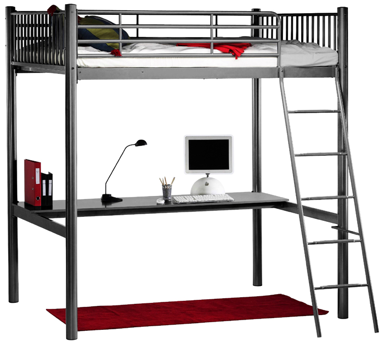 HOCHBETT BETT 140x190 + SCHREIBTISCH METALL GRAU NEU | eBay
