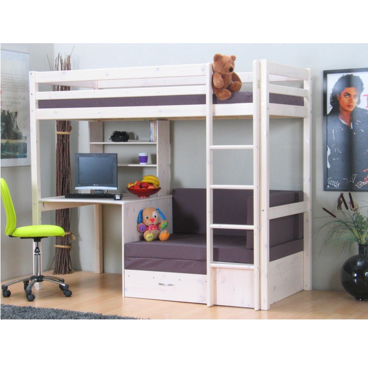 Thuka hochbett 90x200 kiefer massiv bett kinderbett gästebett ... Hochbett mit schreibtisch